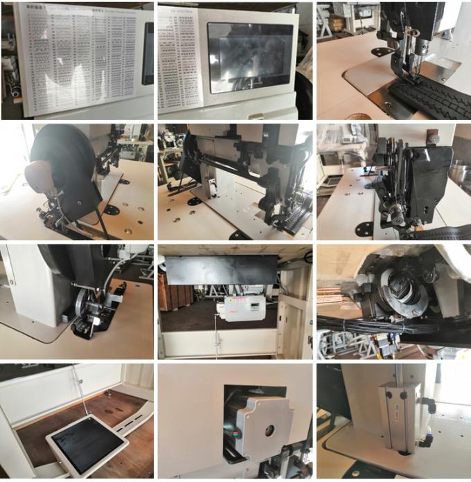máquina de coser del modelo de cuero del sofá del pie de la aguja doble de la cama del poste que camina